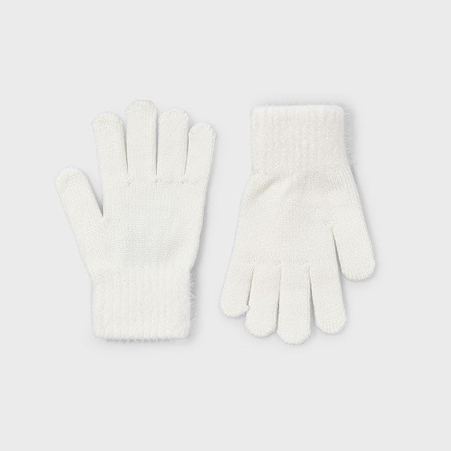 Mayoral Kışlık Kız Kürklü Örme Eldiven Ekru