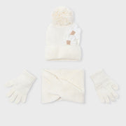 Mayoral Kışlık Kız Örme Atkı Bere Eldiven Üçlü Set Ekru