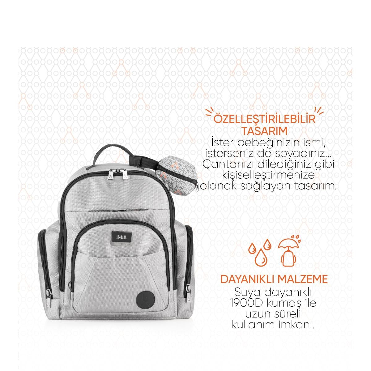 Gezenbebe Çok Fonksiyonlu Anne Bakım Çantası Gri