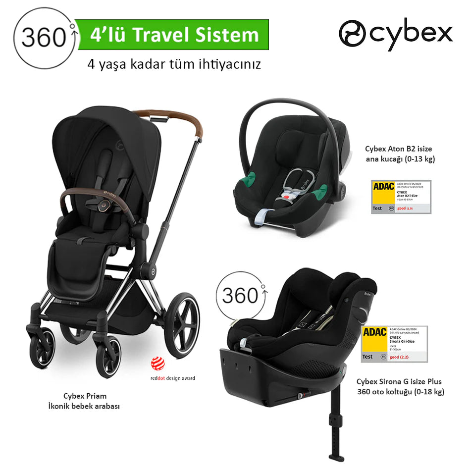 Cybex Priam Chrome Brown Aton B2 Sirona G Plus Black Set
