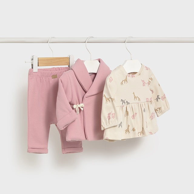 Mayoral Kışlık Kız Bebek Sweatshirt Eşofman Ceket Set Pembe