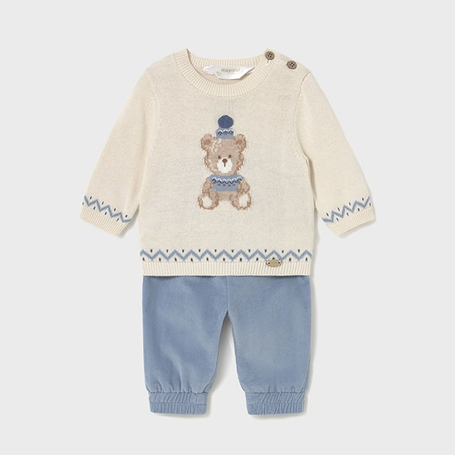 Mayoral Kışlık Erkek Bebek Örme Kazak Pantolon Set Mavi