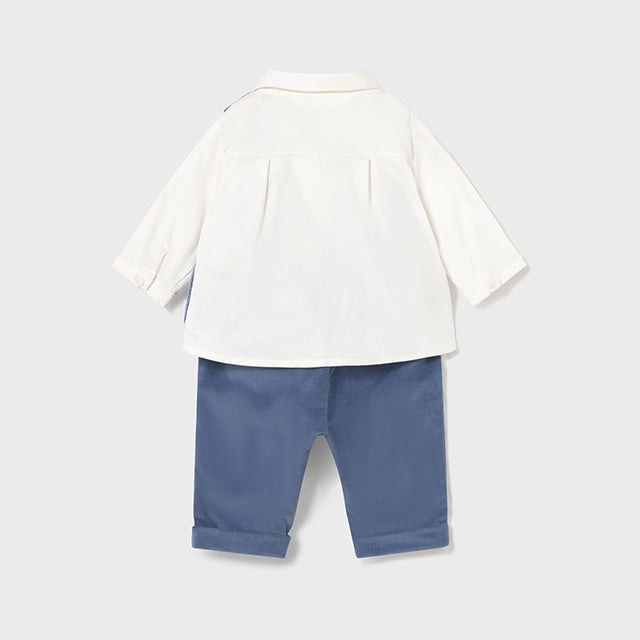 Mayoral Kışlık Erkek Bebek Papyonlu Gömlek Yelek Pantolon Set Mavi