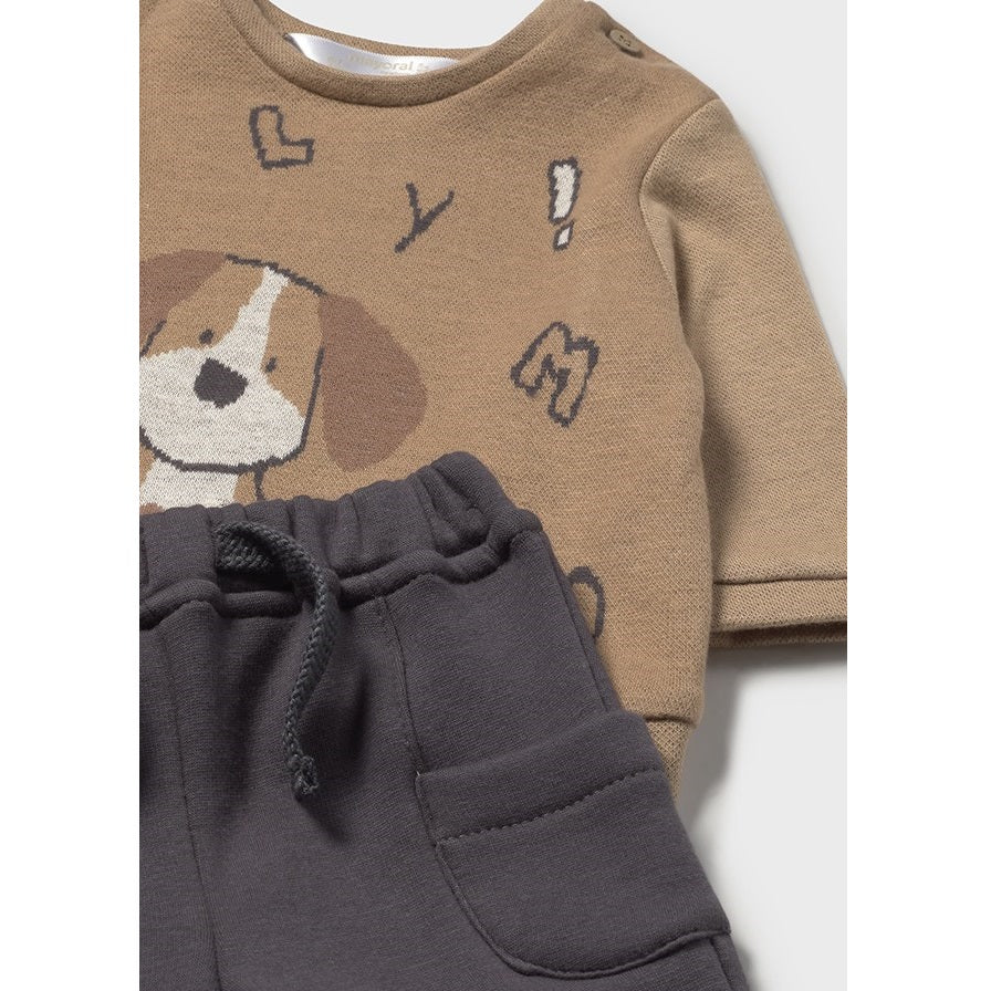 Mayoral Kışlık Erkek Bebek Sweatshirt Pantolon 2'li Set Kahverengi