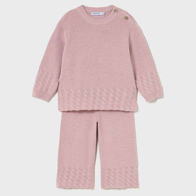 Mayoral Kışlık Kız Bebek Örme Kazak Pantolon Set Pembe
