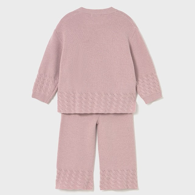 Mayoral Kışlık Kız Bebek Örme Kazak Pantolon Set Pembe