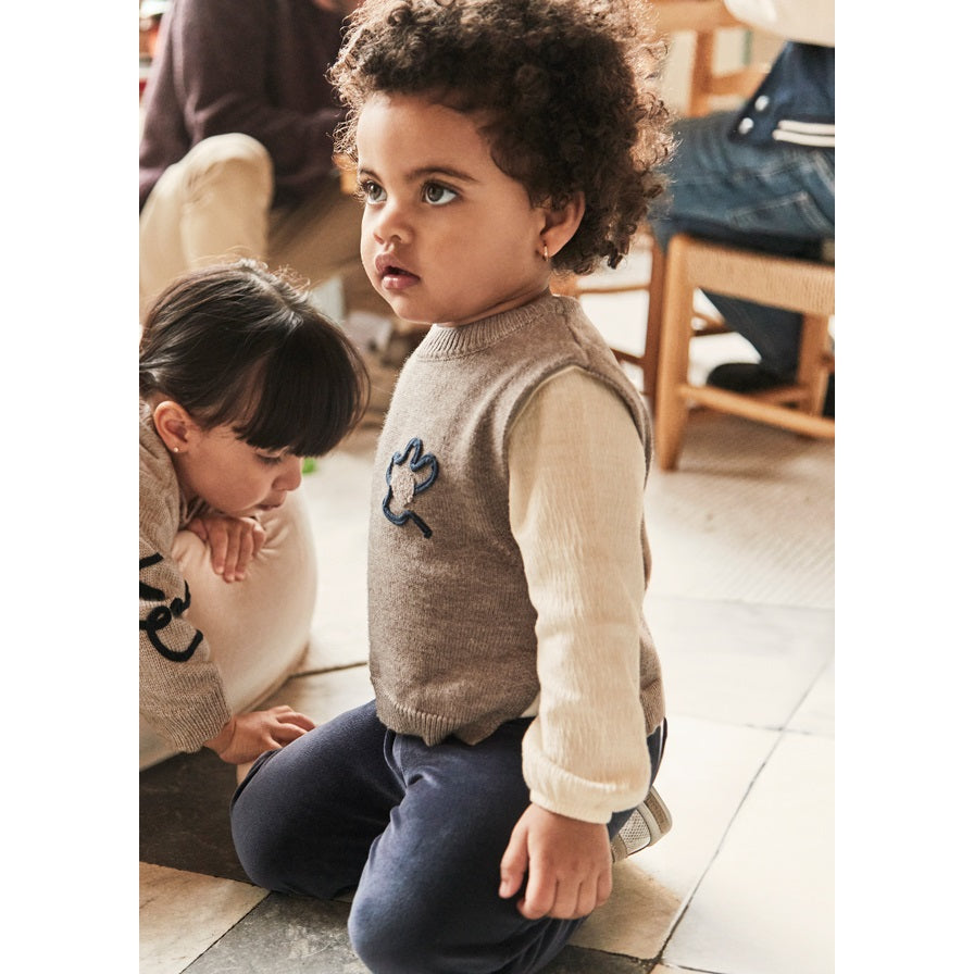 Mayoral Kışlık Kız Bebek Bluz Yelek Pantolon Set Bej