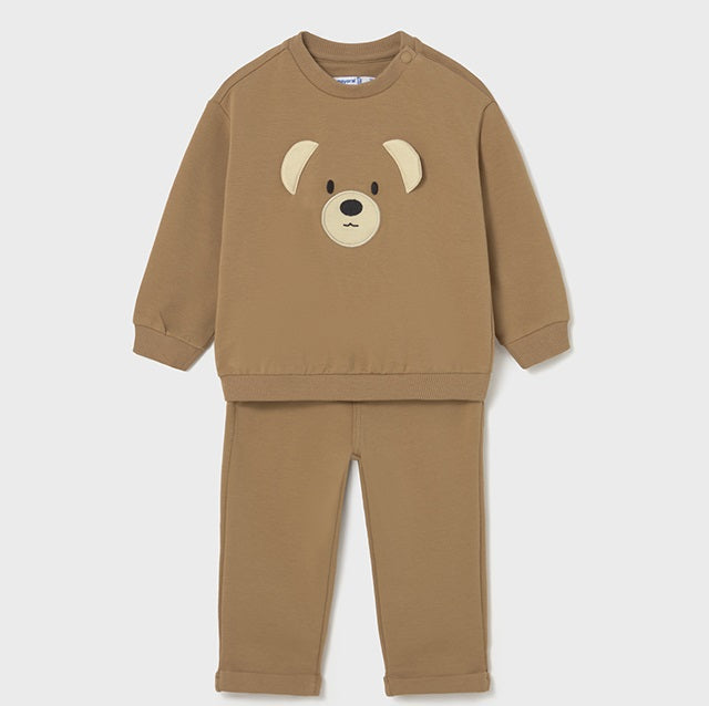 Mayoral Kışlık Erkek Bebek Yumuşak Sweatshirt Pantolon 2'li Set Kahverengi