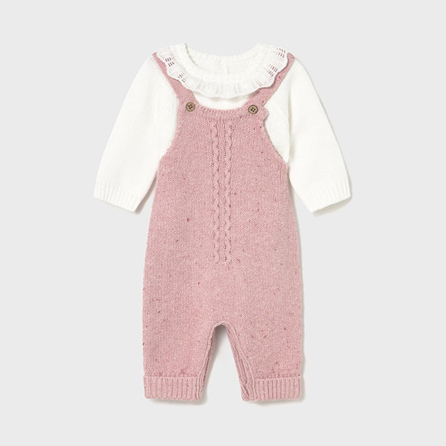 Mayoral Kışlık Kız Bebek Bluz Örme Tulum Set Pembe