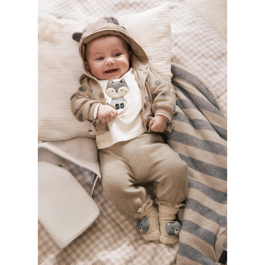 Mayoral Kışlık Kız Bebek Ceket Bluz Eşofman Set Bej