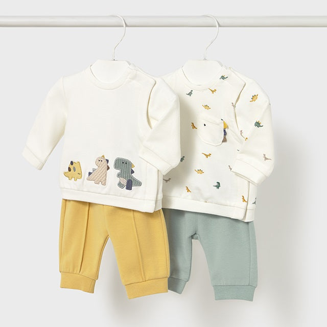 Mayoral Kışlık Erkek Bebek Sweatshirt Eşofman Dörtlü Set Sarı