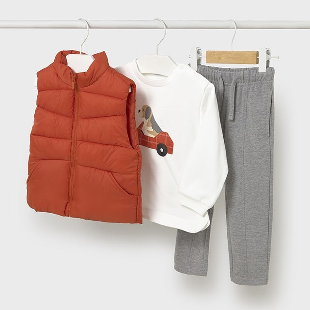 Mayoral Kışlık Erkek Bebek Anorak Yelek Sweatshirt Eşofman Set Turuncu