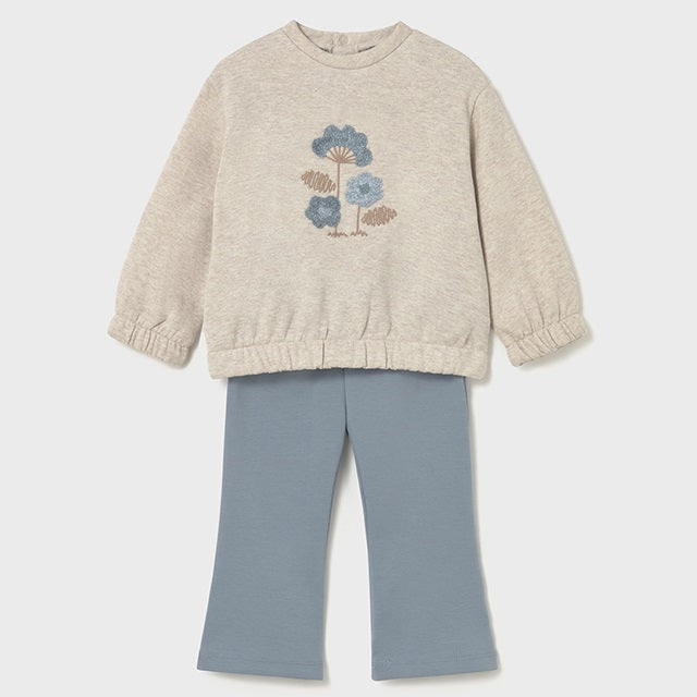 Mayoral Kışlık Kız Bebek Sweatshirt Tayt Pantolon Set Bej