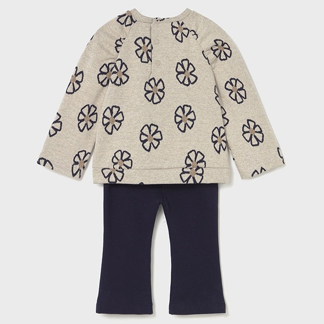 Mayoral Kışlık Kız Bebek Sweatshirt Tayt Pantolon Set Bej