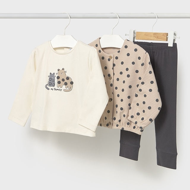 Mayoral Kışlık Kız Bebek Bluz Ceket Eşofman Set Bej