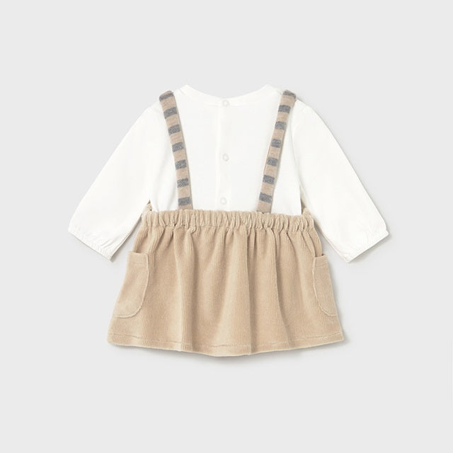 Mayoral Kışlık Kız Bebek Salopet Elbise Bej