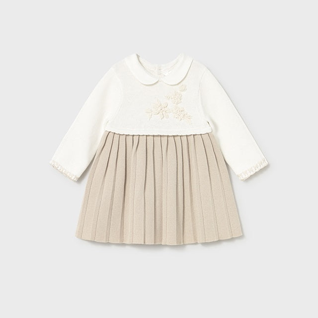 Mayoral Kışlık Kız Bebek Örme Elbise Bej