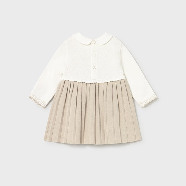 Mayoral Kışlık Kız Bebek Örme Elbise Bej
