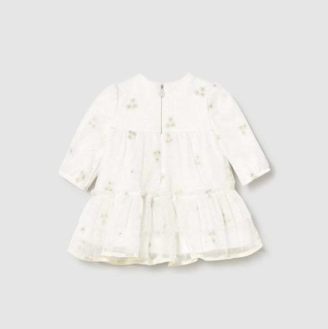 Mayoral Kışlık Kız Bebek Tül Elbise Ekru