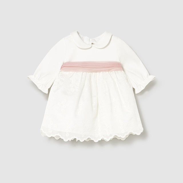 Mayoral Kışlık Kız Bebek Nakışlı Elbise Ekru