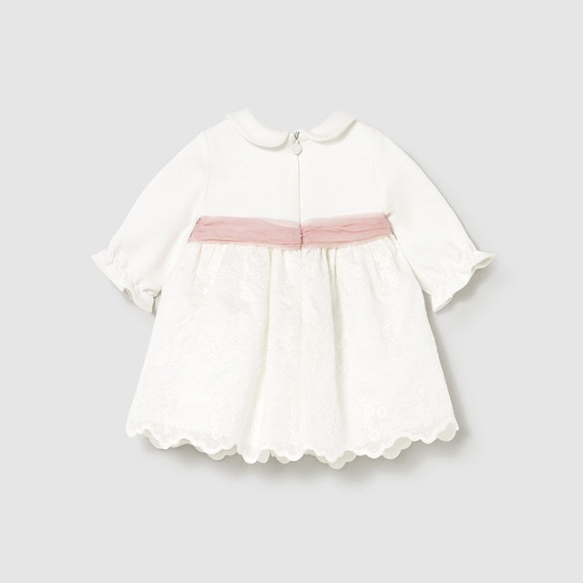 Mayoral Kışlık Kız Bebek Nakışlı Elbise Ekru