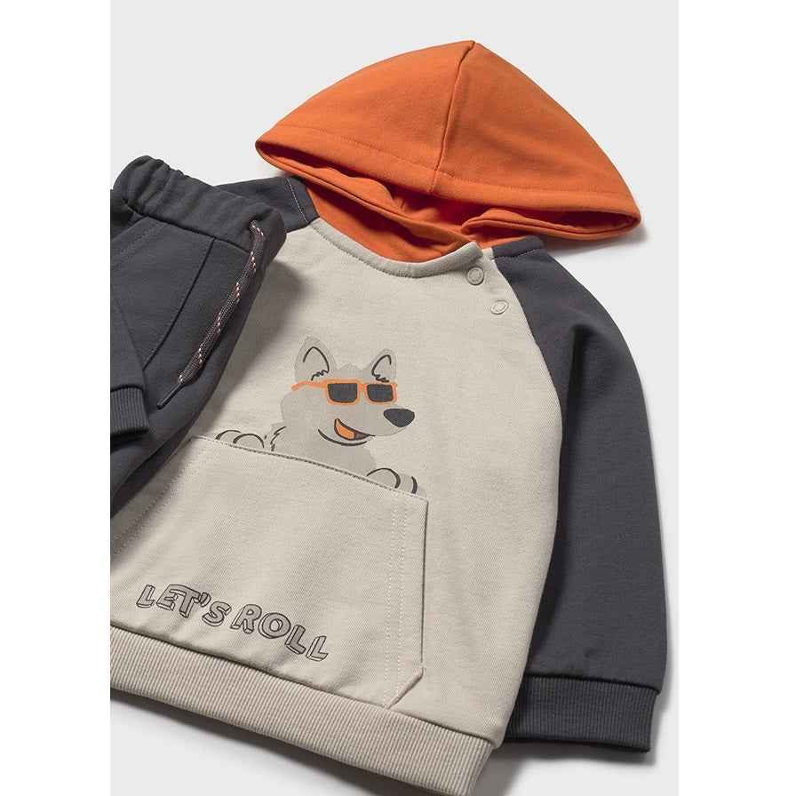 Mayoral Kışlık Erkek Bebek Sweatshirt Eşofman Üçlü Set Turuncu