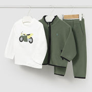 Mayoral Kışlık Erkek Bebek Ceket T-shirt Eşofman Üçlü Set Yeşil