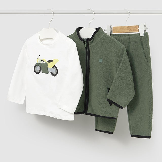 Mayoral Kışlık Erkek Bebek Ceket T-shirt Eşofman Üçlü Set Yeşil