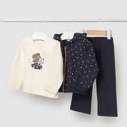Mayoral Kışlık Kız Bebek Ceket T-shirt Eşofman Üçlü Set Lacivert