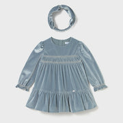 Mayoral Kışlık Kız Bebek Elbise Saç Bandı Set Mavi