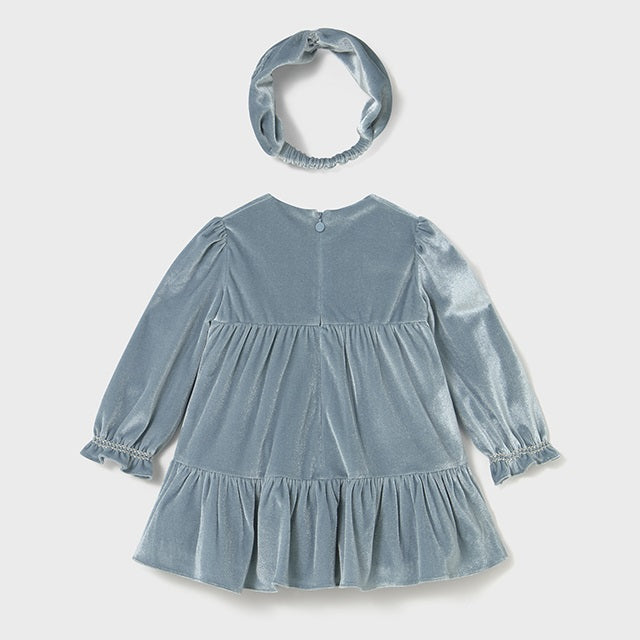 Mayoral Kışlık Kız Bebek Elbise Saç Bandı Set Mavi