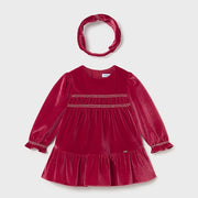 Mayoral Kışlık Kız Bebek Elbise Saç Bandı Set Kırmızı