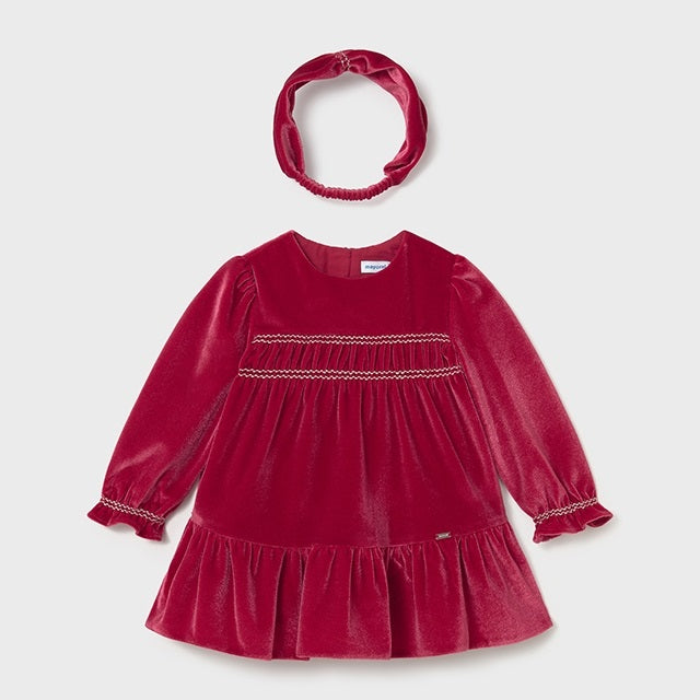 Mayoral Kışlık Kız Bebek Elbise Saç Bandı Set Kırmızı