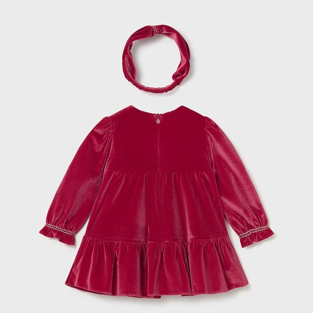 Mayoral Kışlık Kız Bebek Elbise Saç Bandı Set Kırmızı