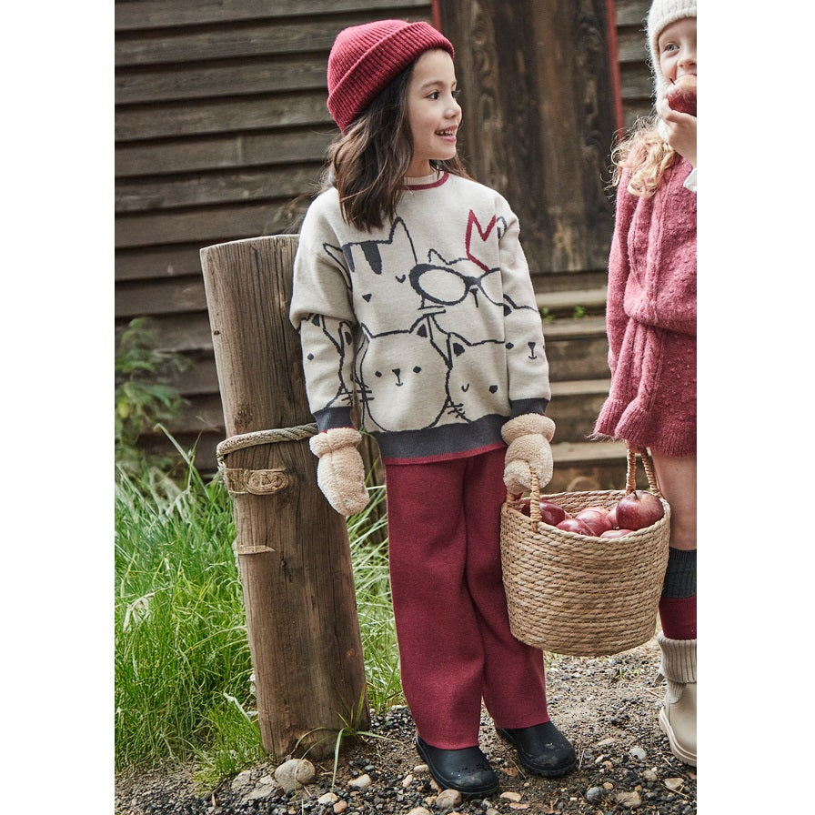 Mayoral Kışlık Kız Örme Sweatshirt Pantolon Set Bej