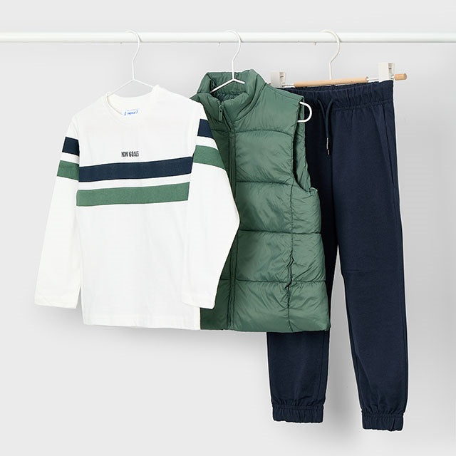 Mayoral Kışlık Erkek Anorak Yelek Sweatshirt Eşofman Set Yeşil