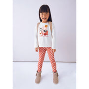 Mayoral Kışlık Kız Uzun Kol T-shirt Tayt Set Ekru