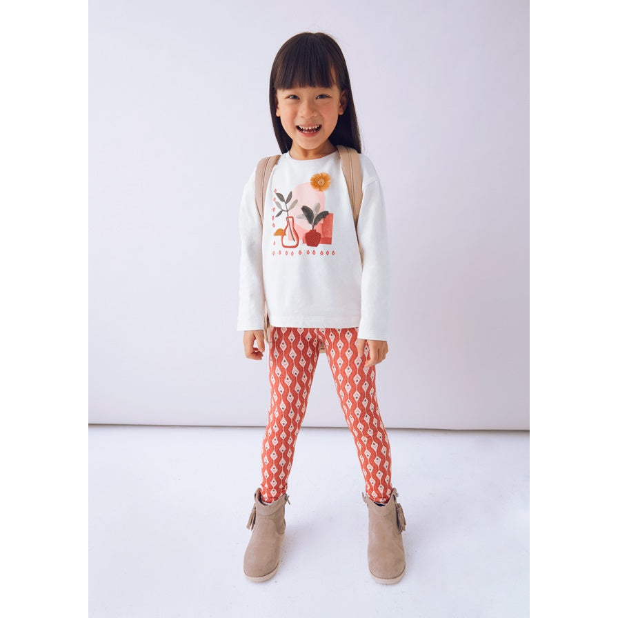 Mayoral Kışlık Kız Uzun Kol T-shirt Tayt Set Ekru
