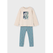 Mayoral Kışlık Kız Uzun Kol T-shirt Tayt Set Bej