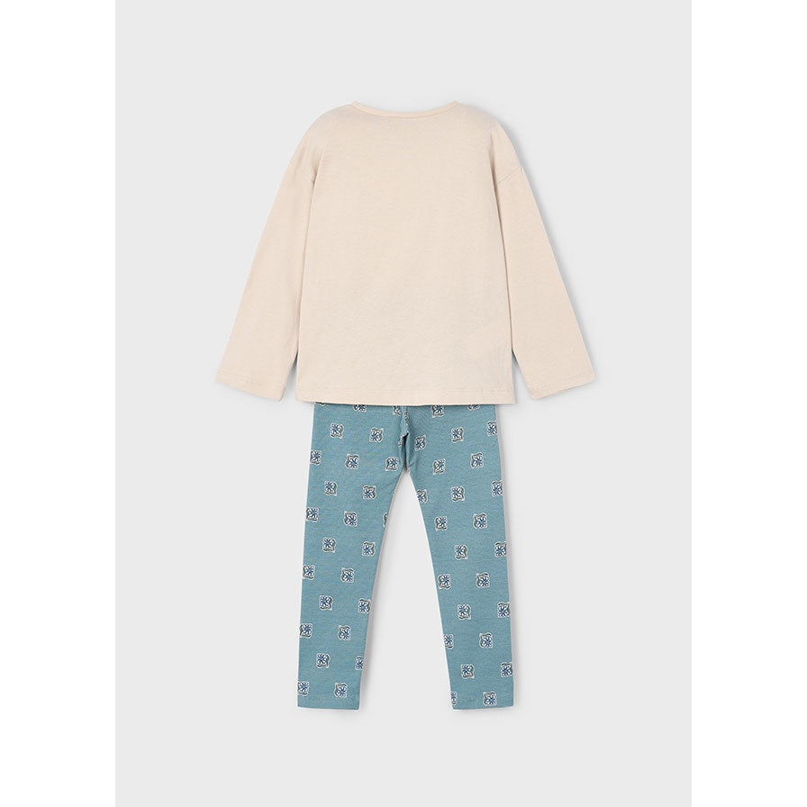 Mayoral Kışlık Kız Uzun Kol T-shirt Tayt Set Bej