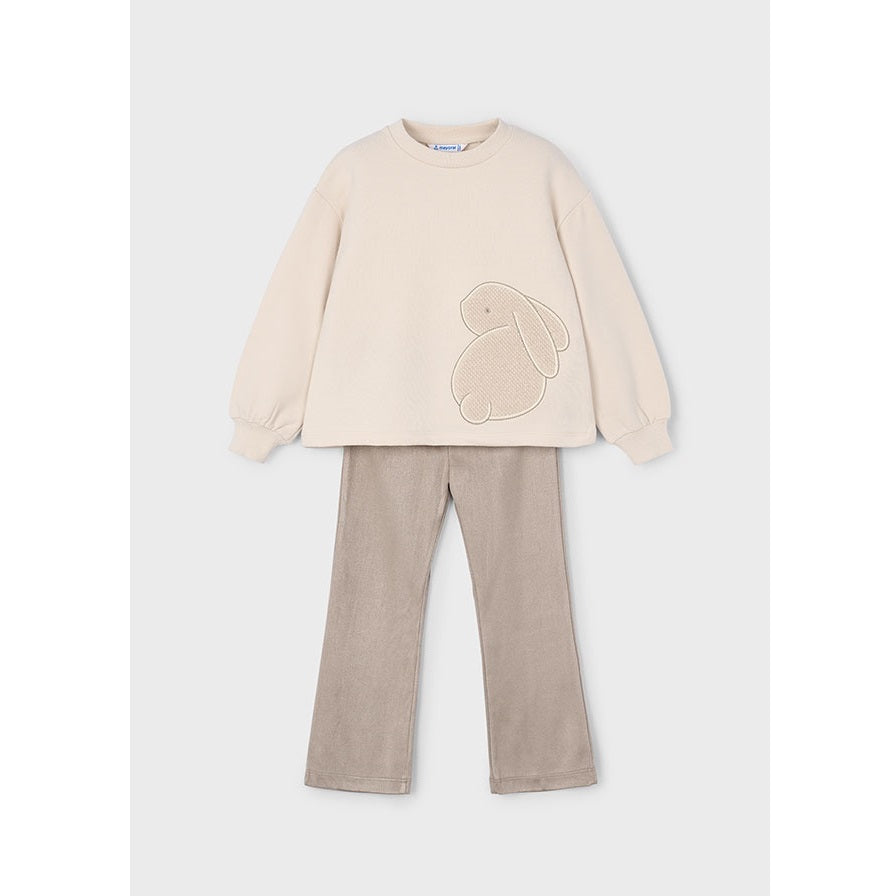 Mayoral Kışlık Kız Sweatshirt Tayt Set Bej