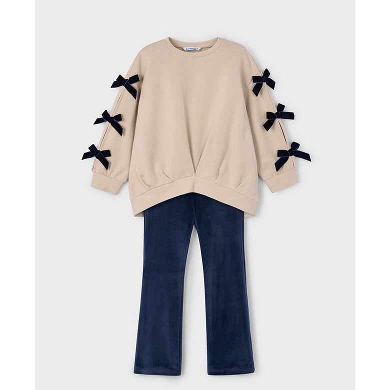 Mayoral Kışlık Kız Sweatshirt Tayt Set Bej