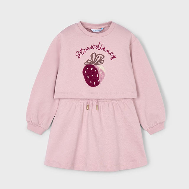 Mayoral Kışlık Kız Sweatshirt Elbise Set Pembe