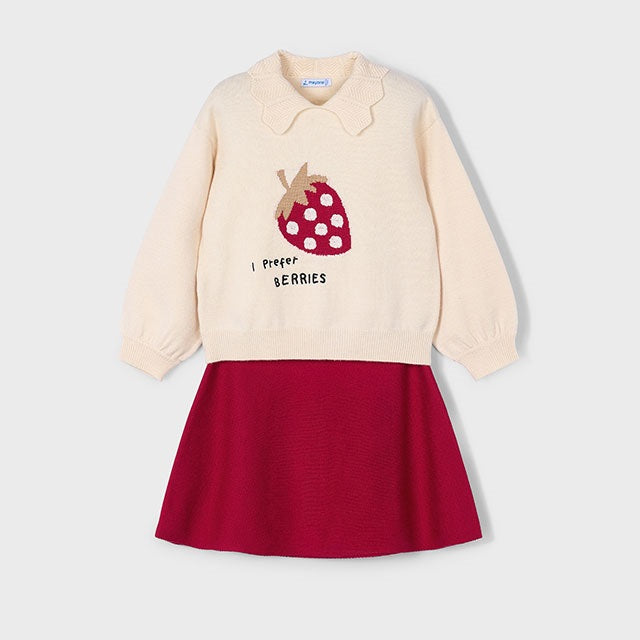Mayoral Kışlık Kız Örme Bluz Etek Set Kırmızı