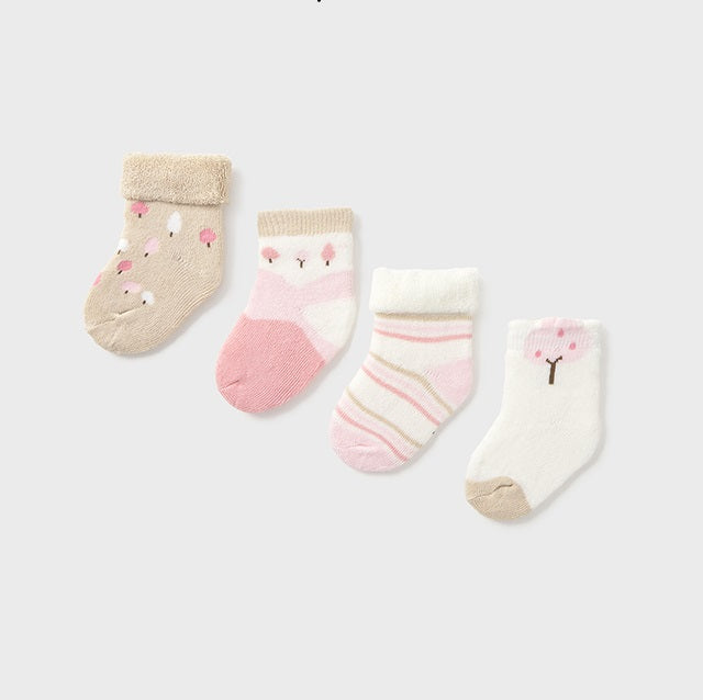 Mayoral Kışlık Kız Bebek Çorap Dörtlü Set Pembe