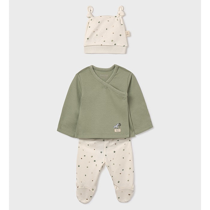 Mayoral Kışlık Bebek Zıbın Bluz Patikli Pantolon Bere Set Yeşil