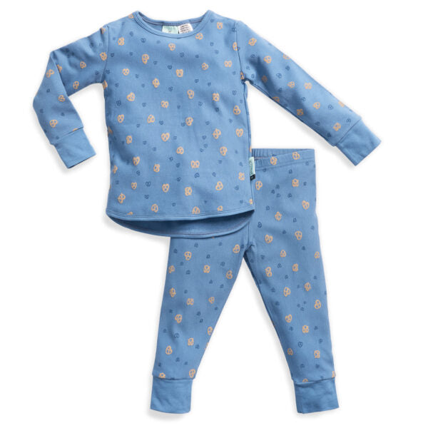 ErgoPouch Organik Pamuklu Uzun Pijama Takımı 1.0 Tog - Petite Pretzel Mavi