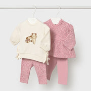 Mayoral Kışlık Kız Bebek Sweatshirt Tayt Dörtlü Set Pembe
