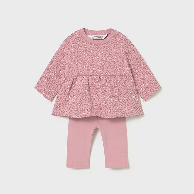 Mayoral Kışlık Kız Bebek Sweatshirt Tayt Dörtlü Set Pembe