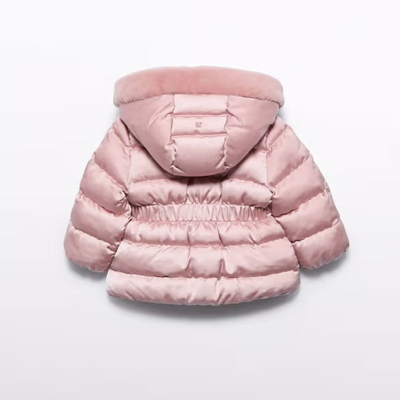 Abel & Lula Kışlık Kız Kapşonlu Kürklü Mont Pembe